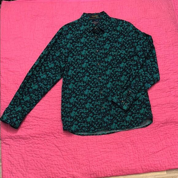 Across the pond 100% cotton Green and Black Floral Button-Up Shirt, L - Picture 1 of 10